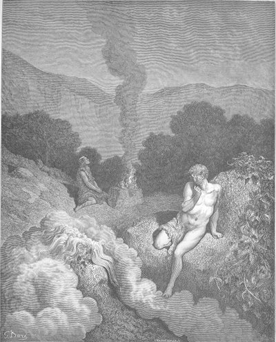 Kaïn en Abel Brengen Hun Offers door Gustave Dore